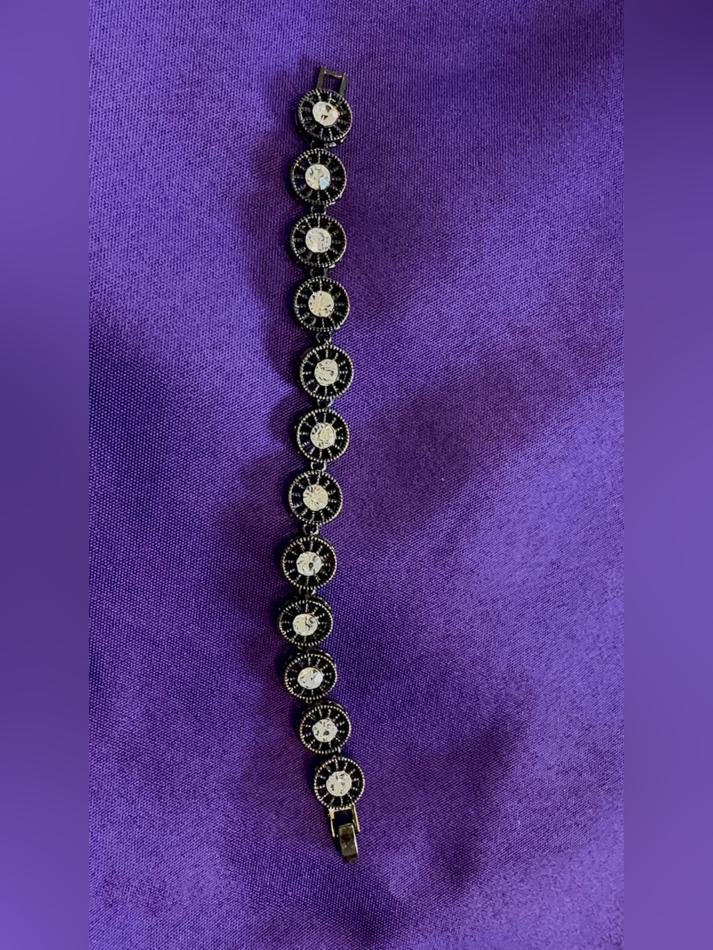 Park Lane Black Gunmetal Clear Crystal Link Bracelet Retired